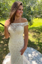 Ivory Lace Off-the Mermaid Wedding Dress